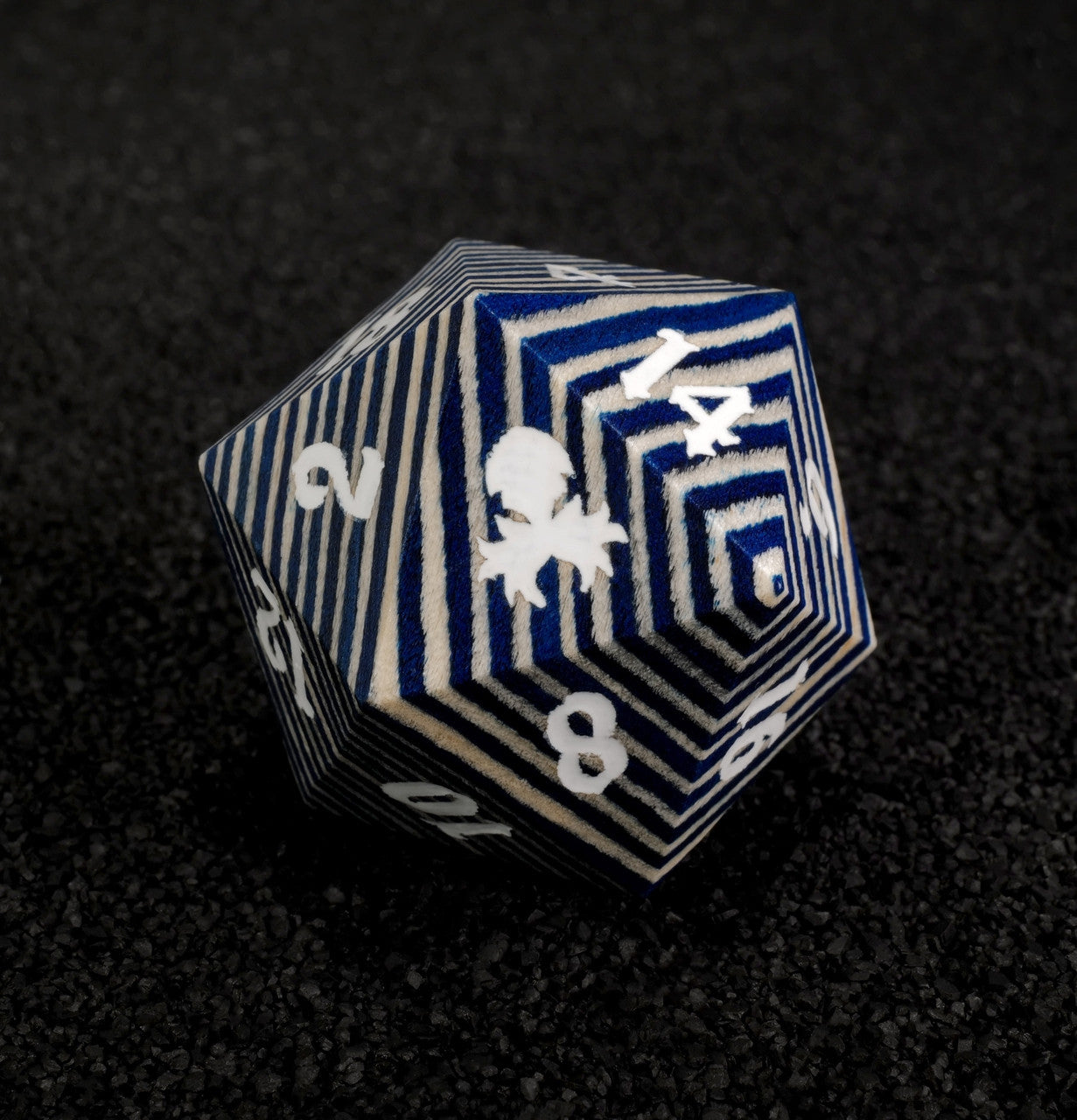 Blue and Gray 30mm Wooden D20