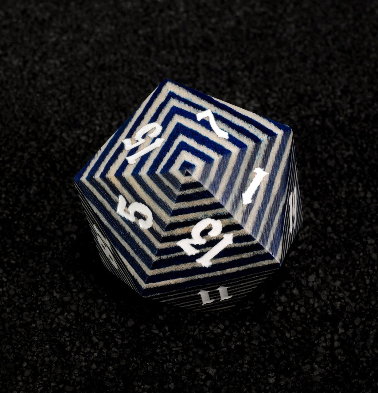 Blue and Gray 30mm Wooden D20