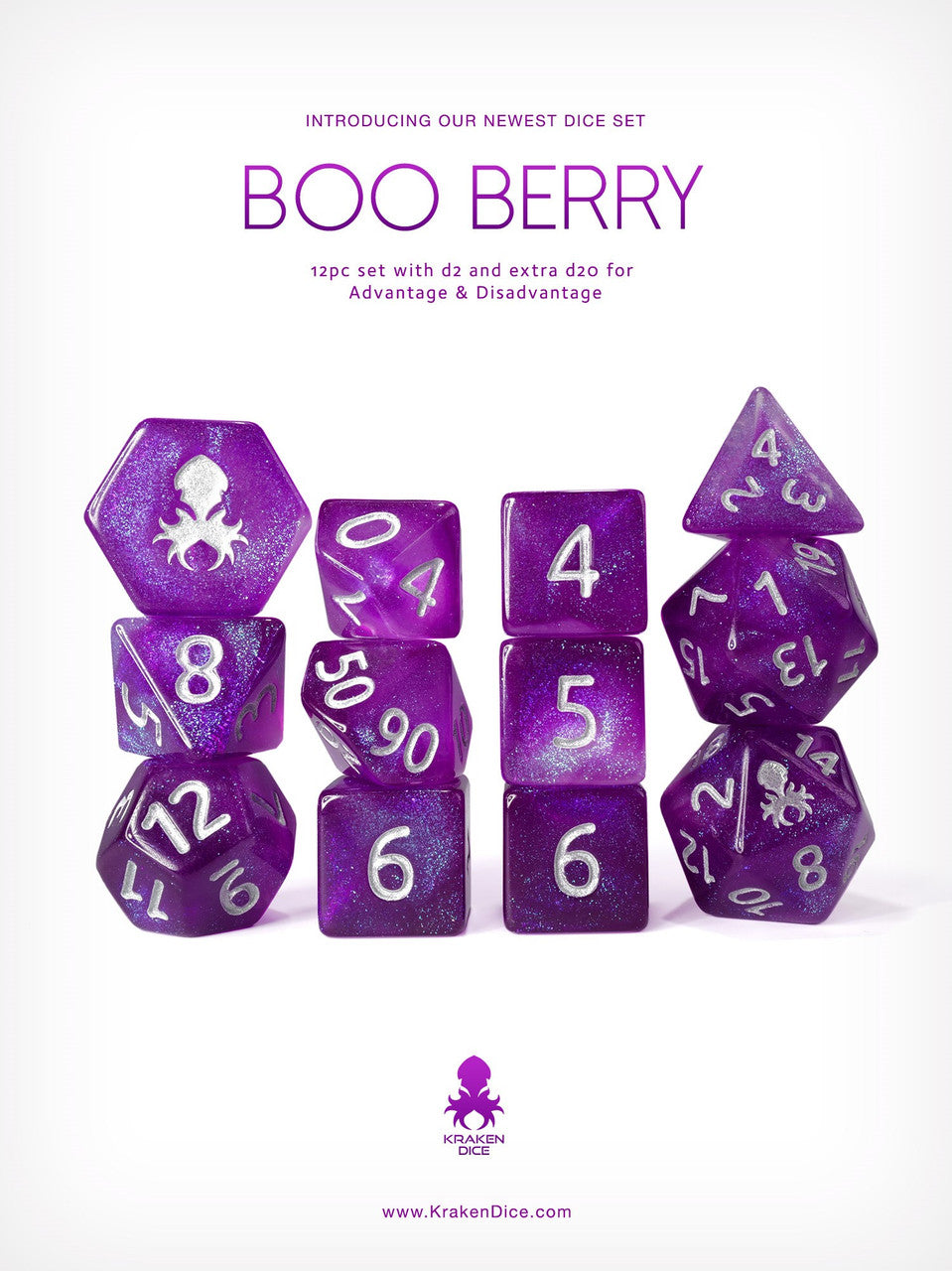 Kraken's Boo Berry 12pc Polyhedral Dice Set