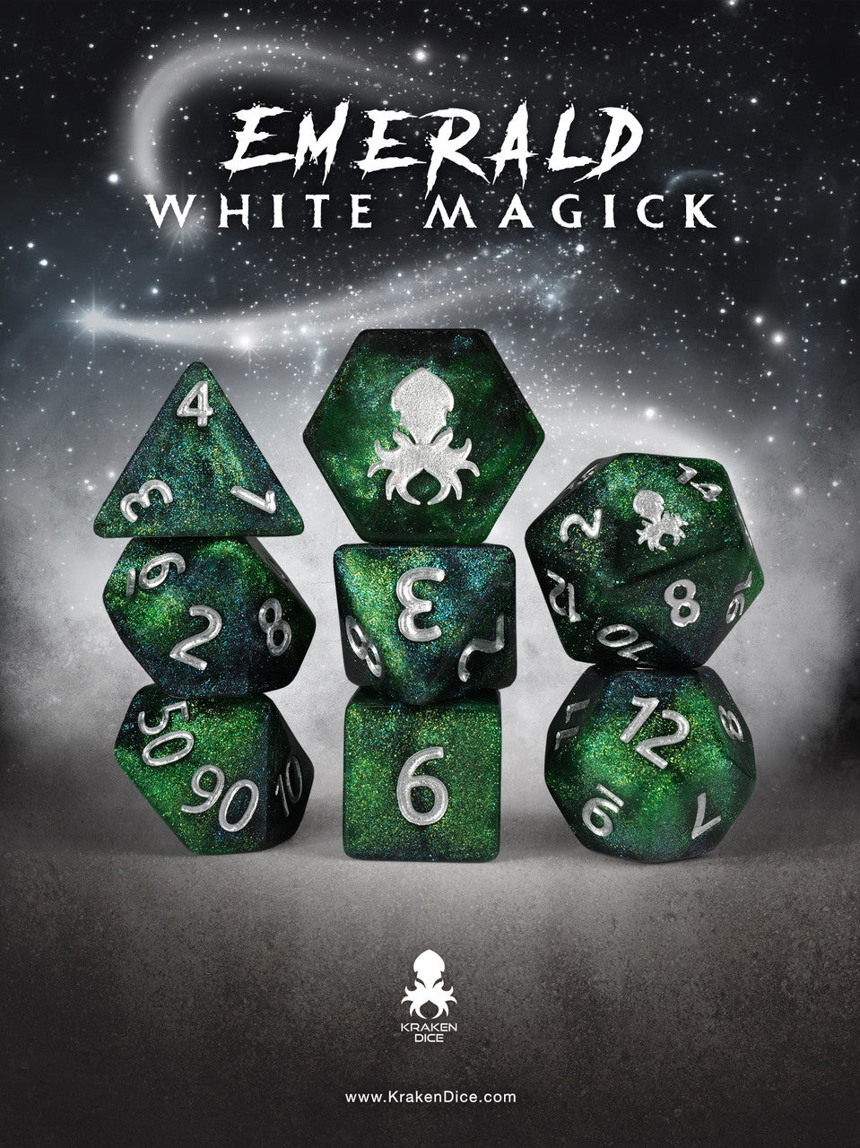 http://krakendice.com/cdn/shop/products/Emerald-white-magick-8-pc-dice-set__20378.1693446277.1280.1280.jpg?v=1693694340