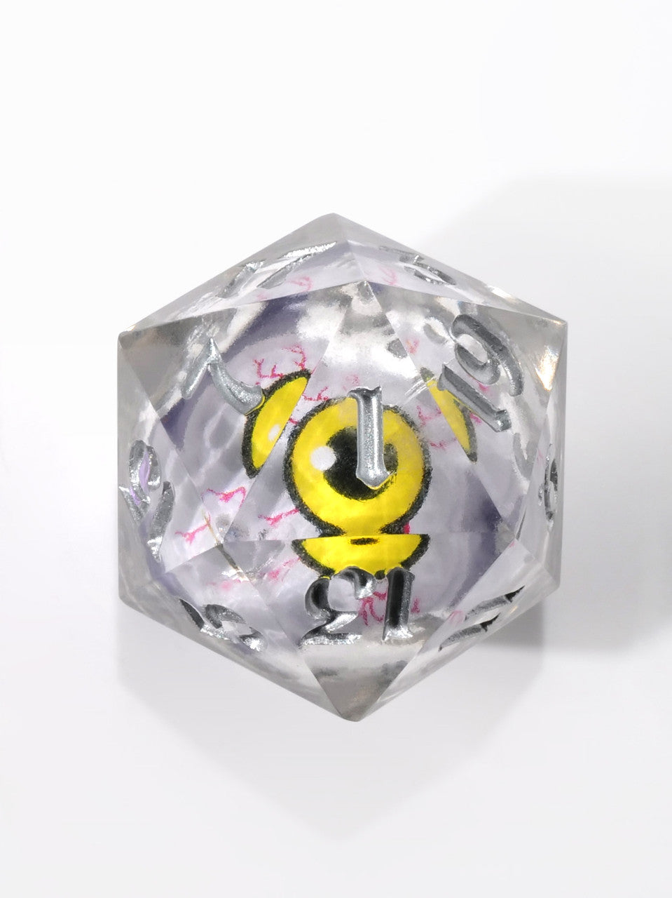 Gazing Eye: Yellow Iris Single D20 With Silver Ink