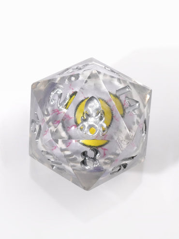 Gazing Eye: Yellow Iris Single D20 With Silver Ink