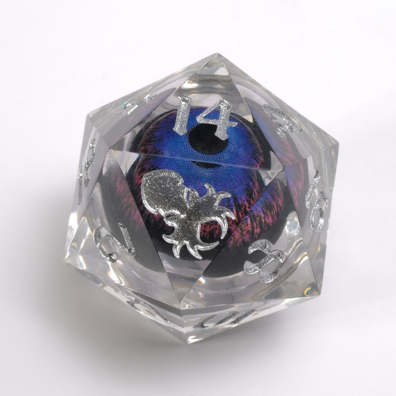 Goblin Eye: Purple Iris Single D20 w/ Silver Ink
