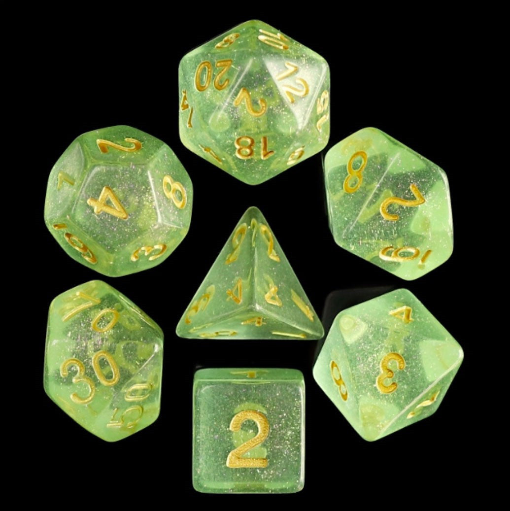 Green Iridescent 7pc Dice Set