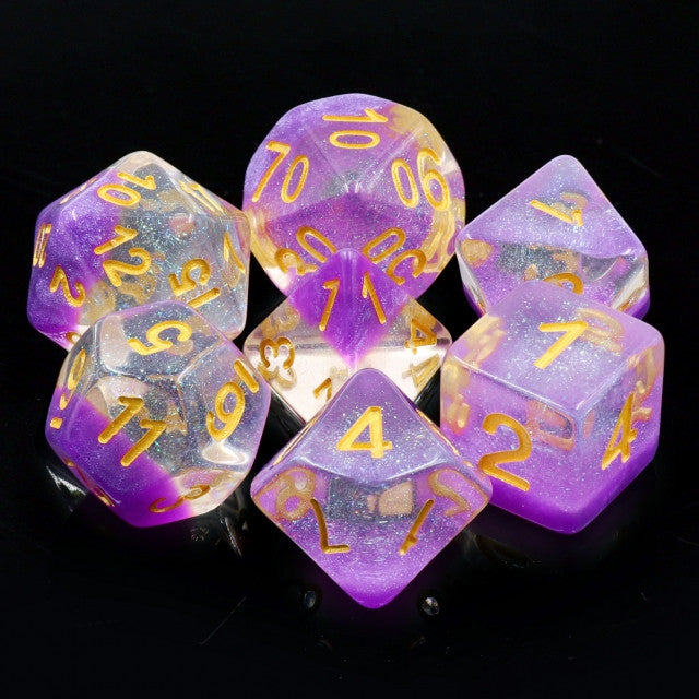 Snow Globe Purple Glitter 7pc Polyhedral Dice Set