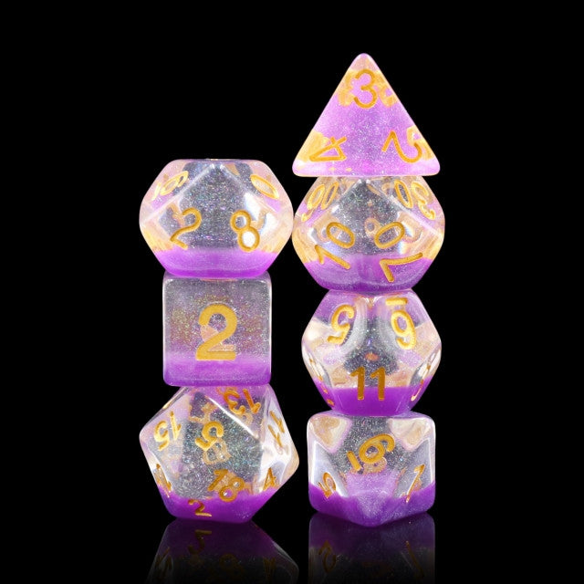 Snow Globe Purple Glitter 7pc Polyhedral Dice Set