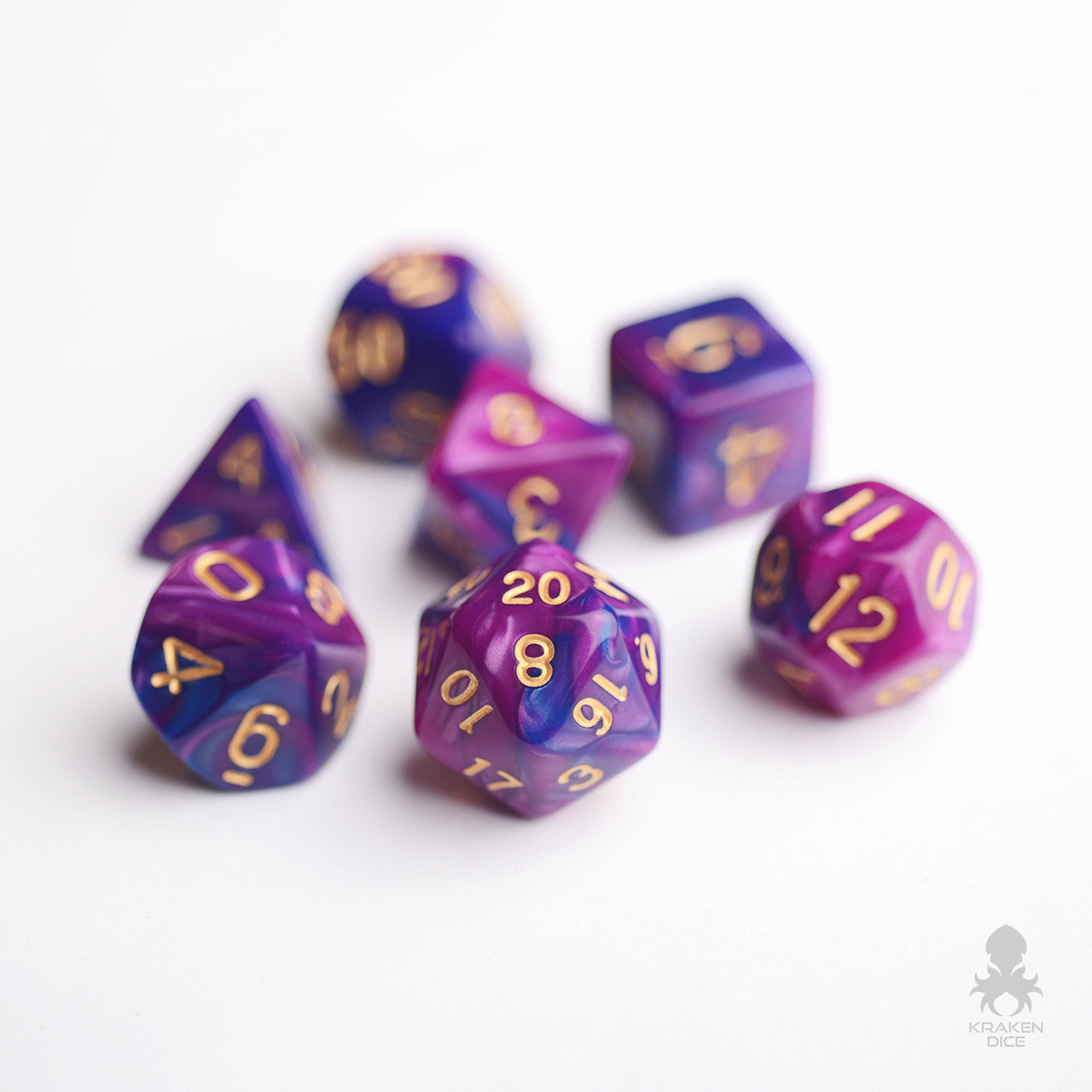 Flower Petal TTRPG Dice Set, Polyhedral D&D Dice, Dungeons and