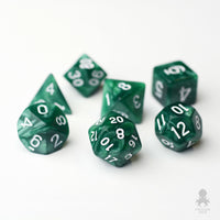 Green Pearl Inked in White 7pc Dice Set