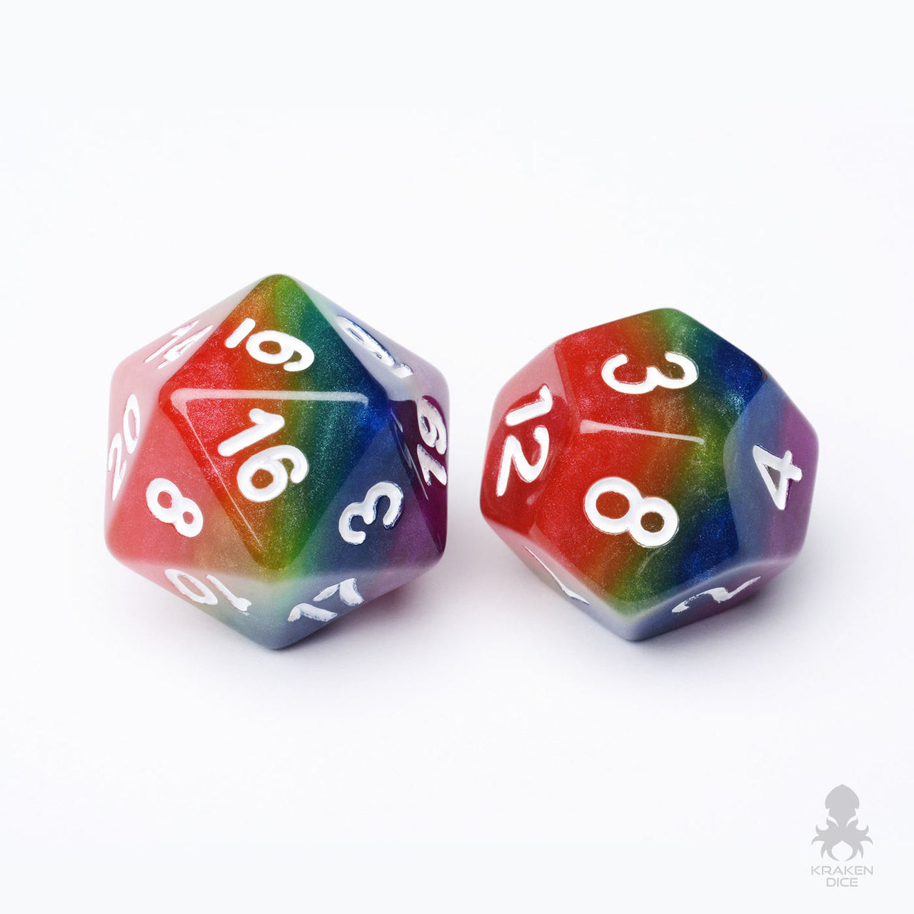 Lucky Charms Rainbow 7pc Dice Set Inked in White