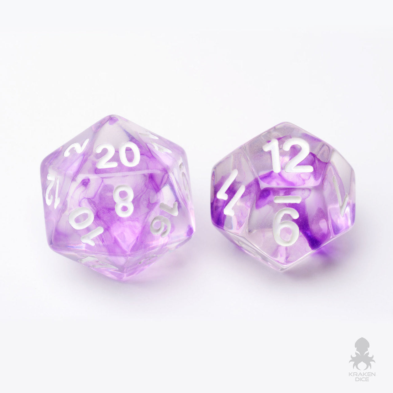 Nebula Purple 7pc Dice Set Inked in White