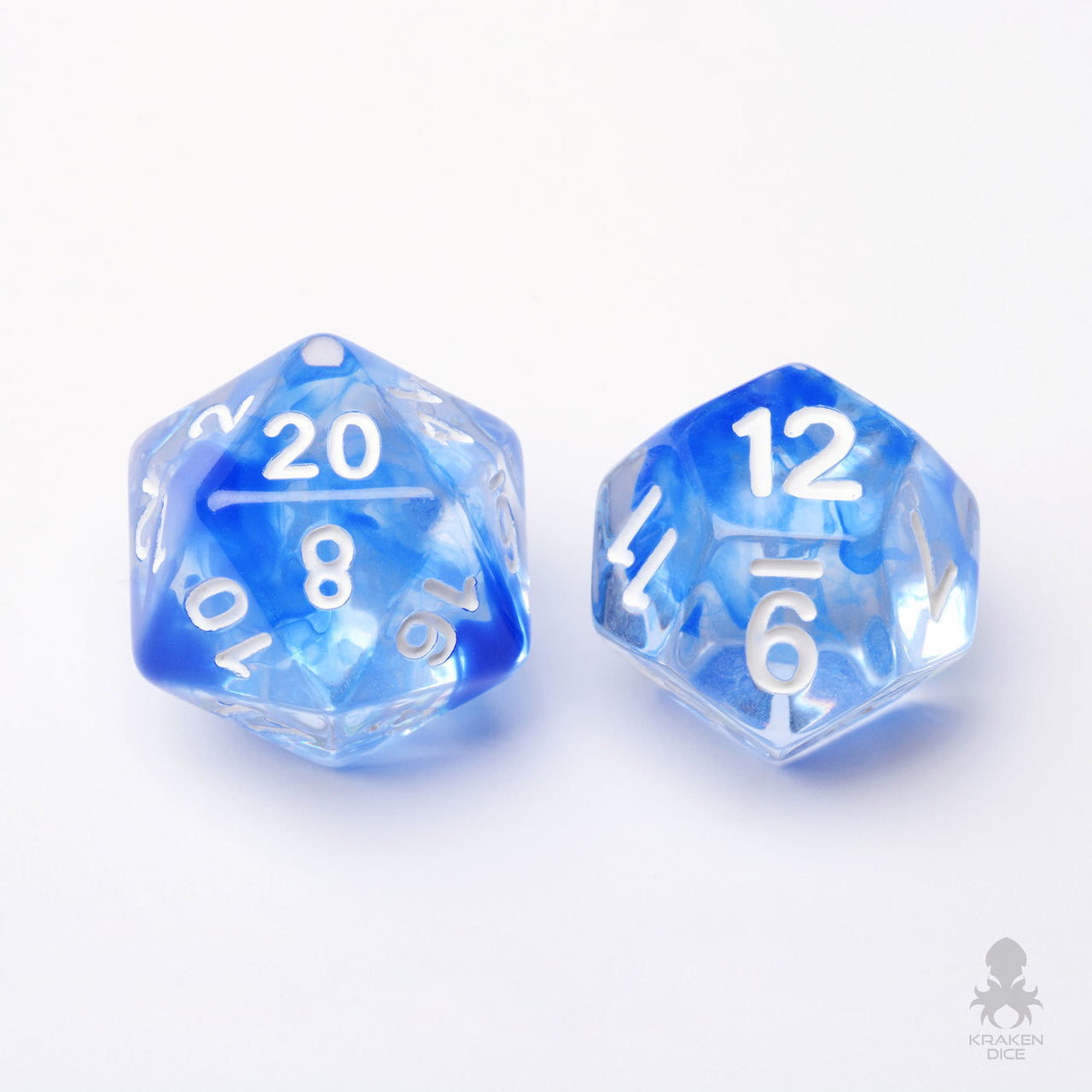 Nebula Blue 7pc Dice Set Inked in White