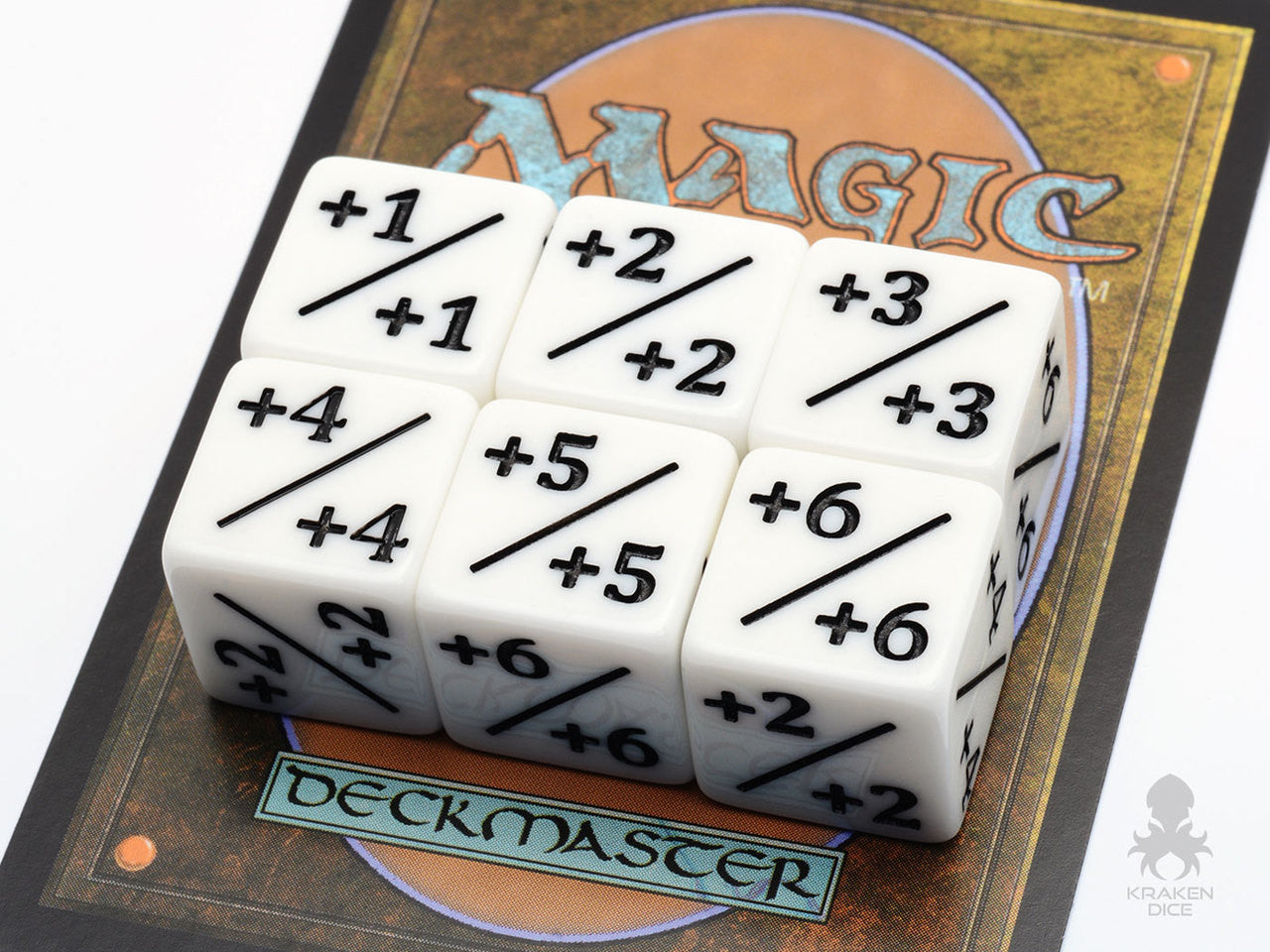 6pc Pack Positive Dice Counters White +1/+1 for Magic: The Gathering