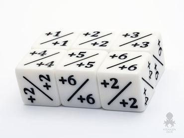 6pc Pack Positive Dice Counters White +1/+1 for Magic: The Gathering