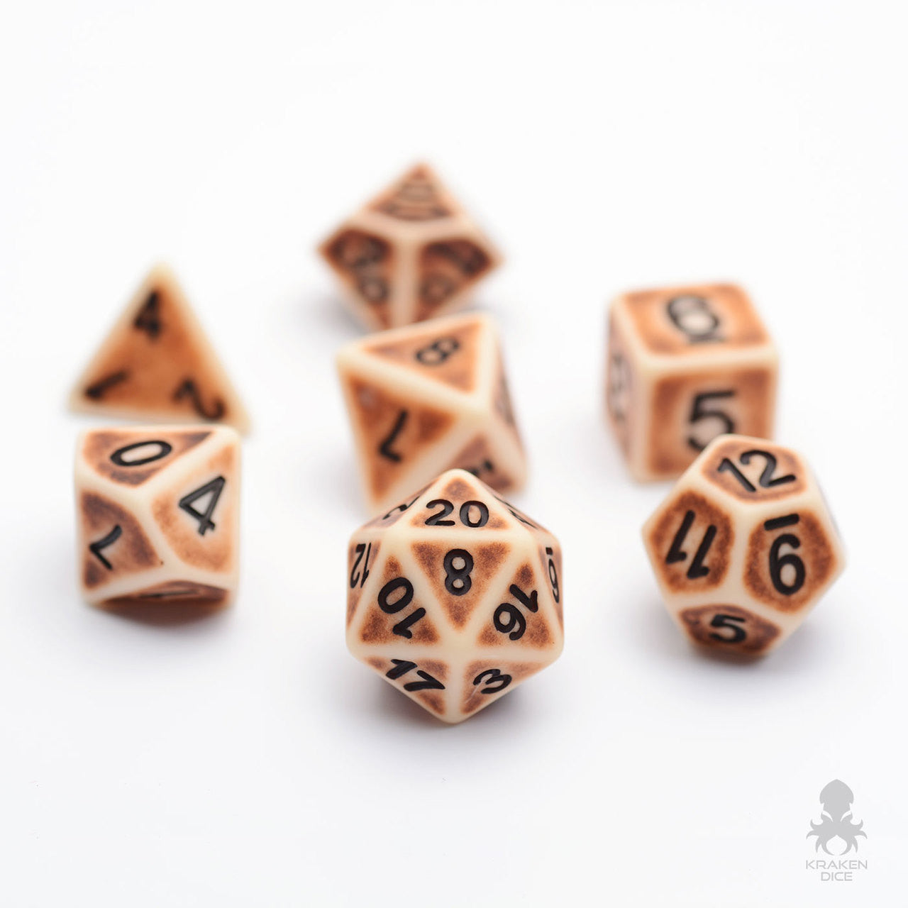 Archaic Bone Polyhedral 7pc Dice Set