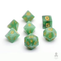 Faux Stone Green Jade 7pc Dice Set Inked in Gold