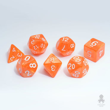 Orange Pearl RPG Polyhedral 7pc Dice Set for RPGS
