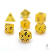 Gold Pearl 7pc Dice Set inked in Black