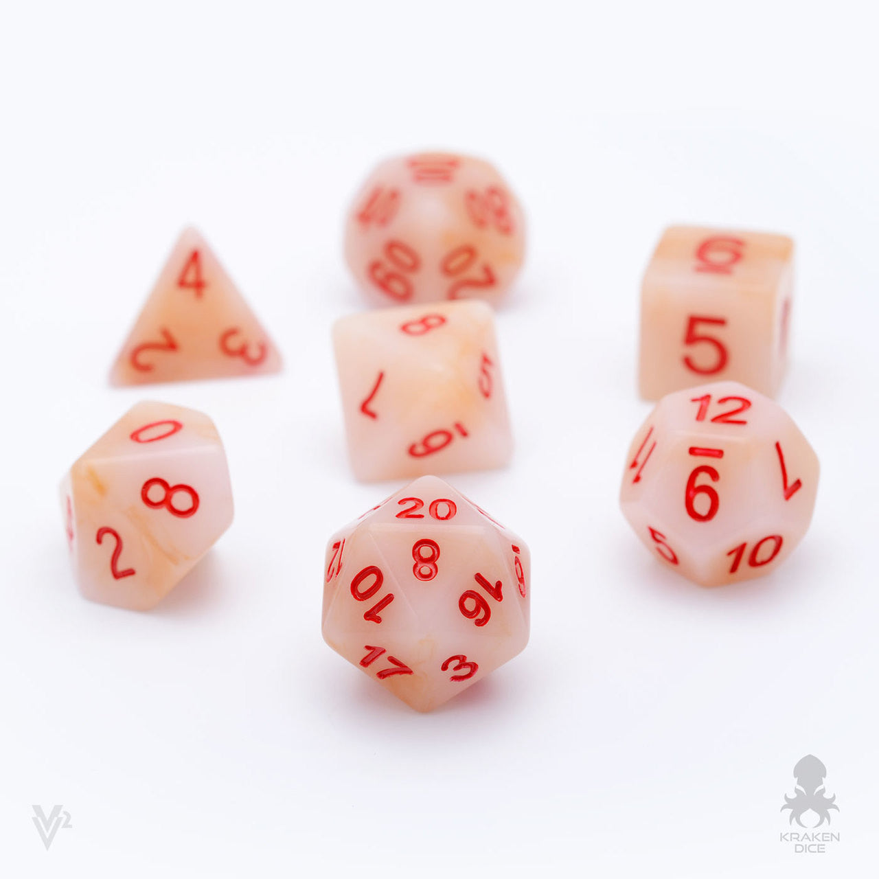 Bloody Bones 7pc Dice Set inked in Orange