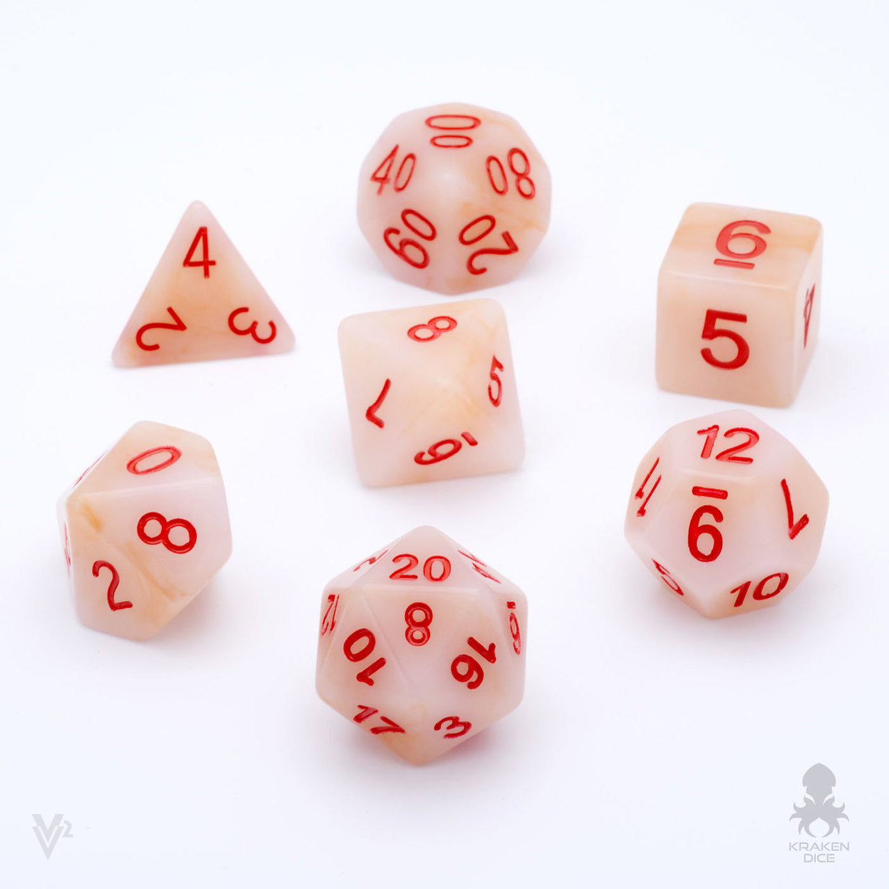 Bloody Bones 7pc Dice Set inked in Orange