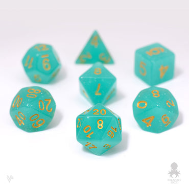 Teal Glitter 7pc Dice Set