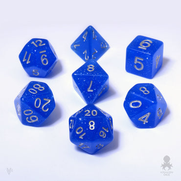 Royal Blue Glitter 7pc Dice Set