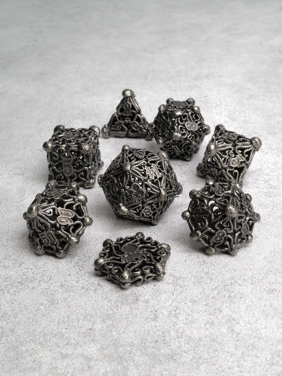 Kraken's Cabal Steel 8 piece Metal Dice Set