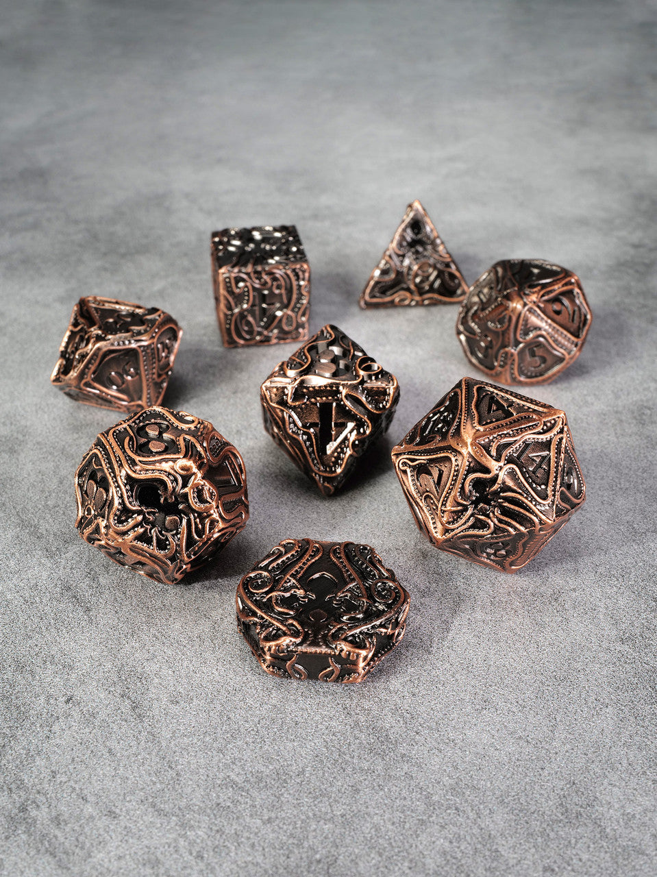 Kraken's Reach: Copper Golems Reach 8pc TTRPG Dice Set