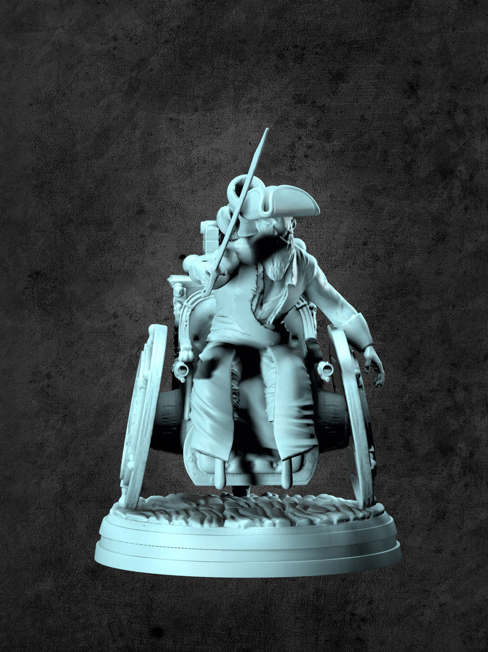 Landshark (Wheelchair Pirate) Miniature for Tabletop RPGs
