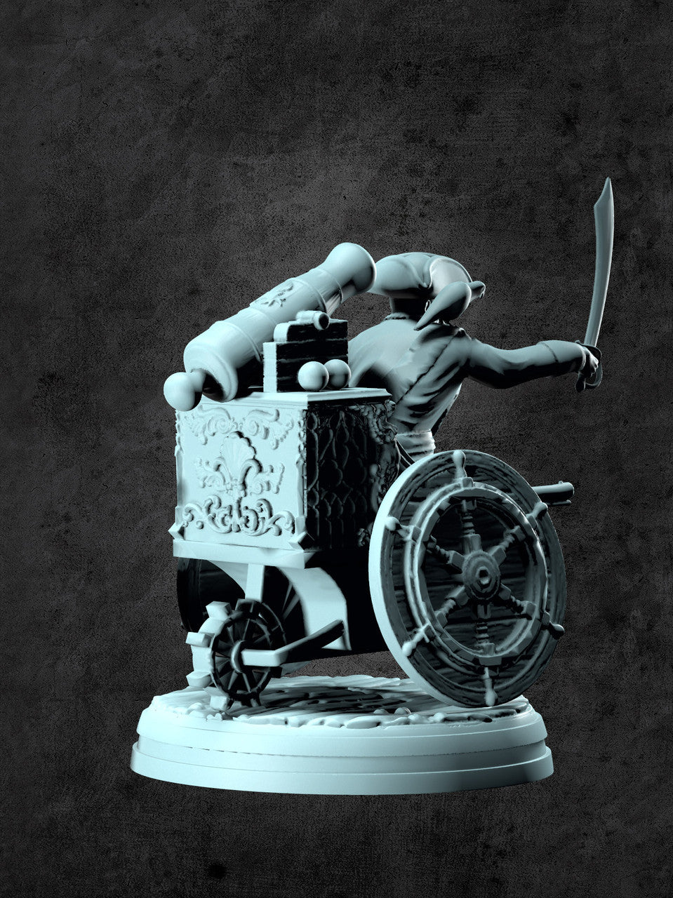 Landshark (Wheelchair Pirate) Miniature for Tabletop RPGs