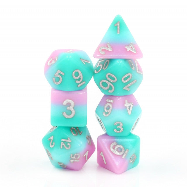 Lover's Whisper 7pc Dice Set Inked in Silver