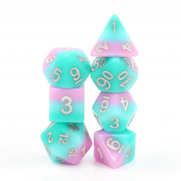 Lover's Whisper 7pc Dice Set Inked in Silver
