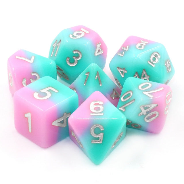 Lover's Whisper 7pc Dice Set Inked in Silver