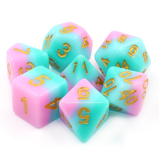Luxury Dream 7pc Dice Set Inked in Gold