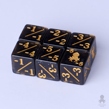Kraken 6pc Token Counter Dice / Negative Dice Counters for Magic: The Gathering