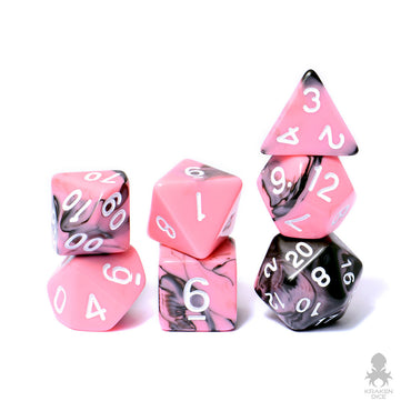 Pink and Black 7pc Fusion Dice Set For RPGs