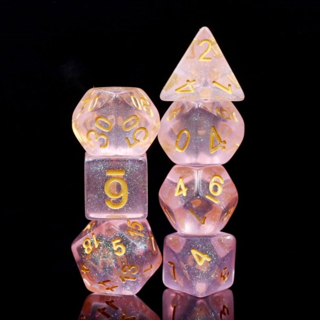 Pink Iridescent 7 pc Dice Set