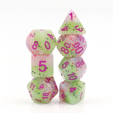 Provence Lavender with Purple Ink 7pc Particles Polyhedral Dice Set