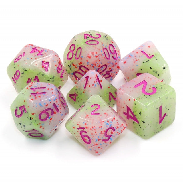 Provence Lavender with Purple Ink 7pc Particles Polyhedral Dice Set