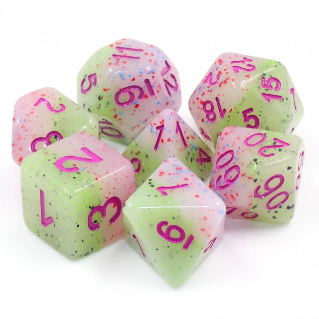 Provence Lavender with Purple Ink 7pc Particles Polyhedral Dice Set