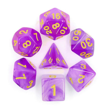 Purple Milky 7pc Polyhedral Dice Set for RPGS for DnD RPG