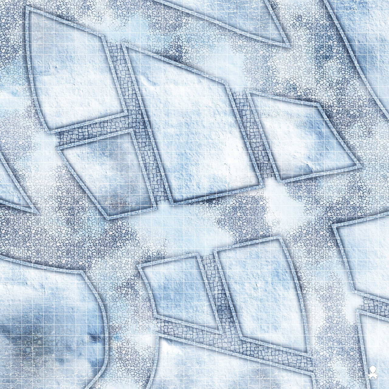 Kraken Dice RPG Encounter Map Quick Mat- Snow Covered Cobblestone Streets 36"x36"