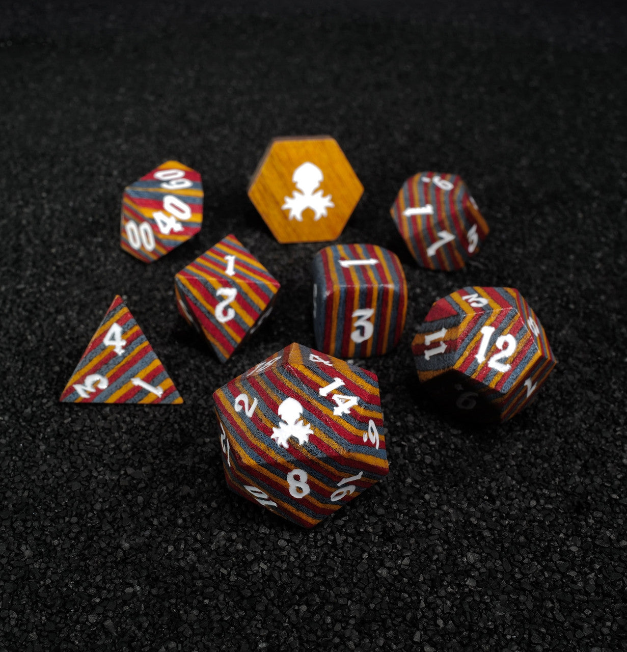 Rainbow 8pc Wooden Dice set