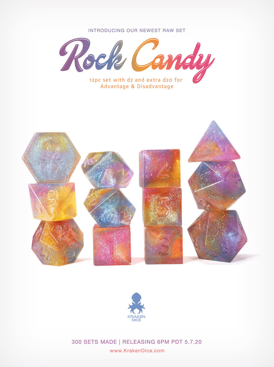 Kraken's Rock Candy RAW 12pc Polyhedral Dice Set
