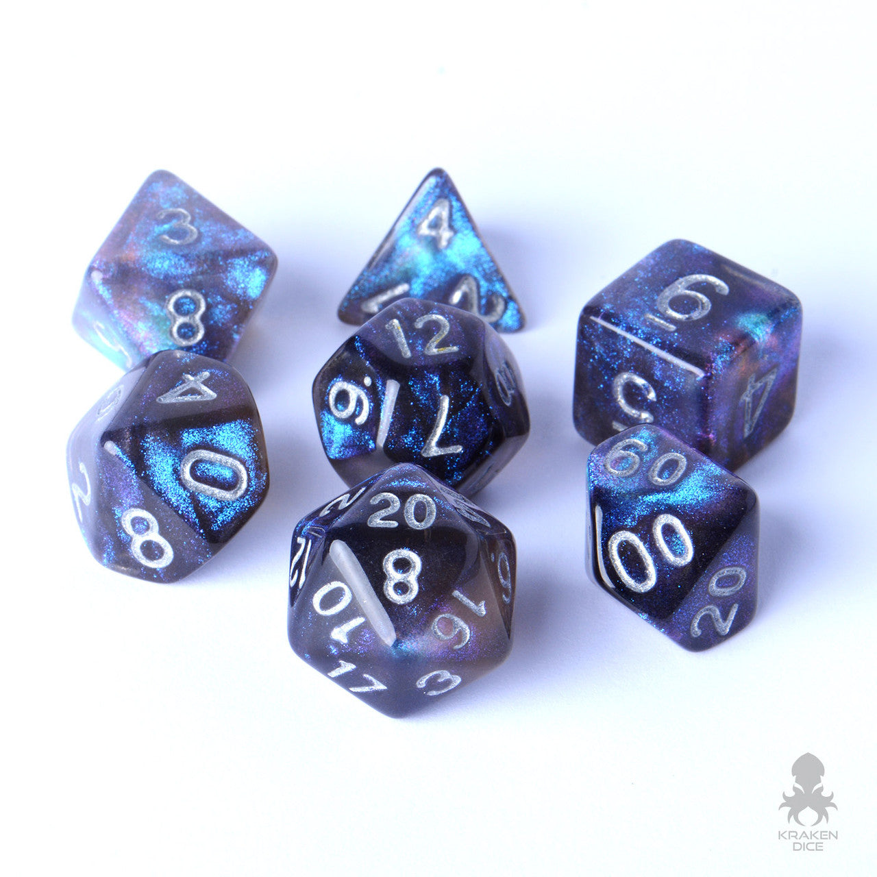 Smokey Blue Boreal 7pc Polyhedral Dice Set