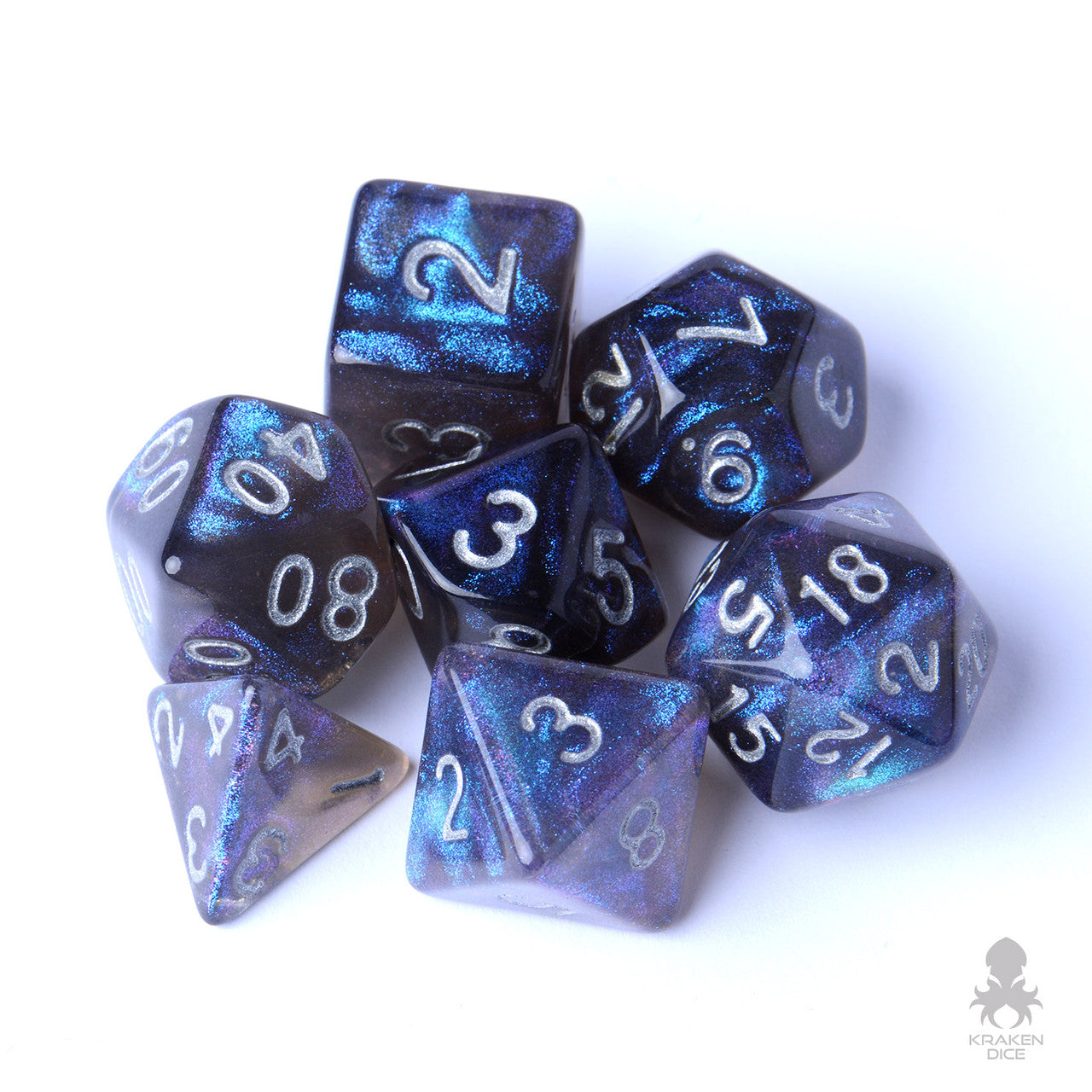 Smokey Blue Boreal 7pc Polyhedral Dice Set