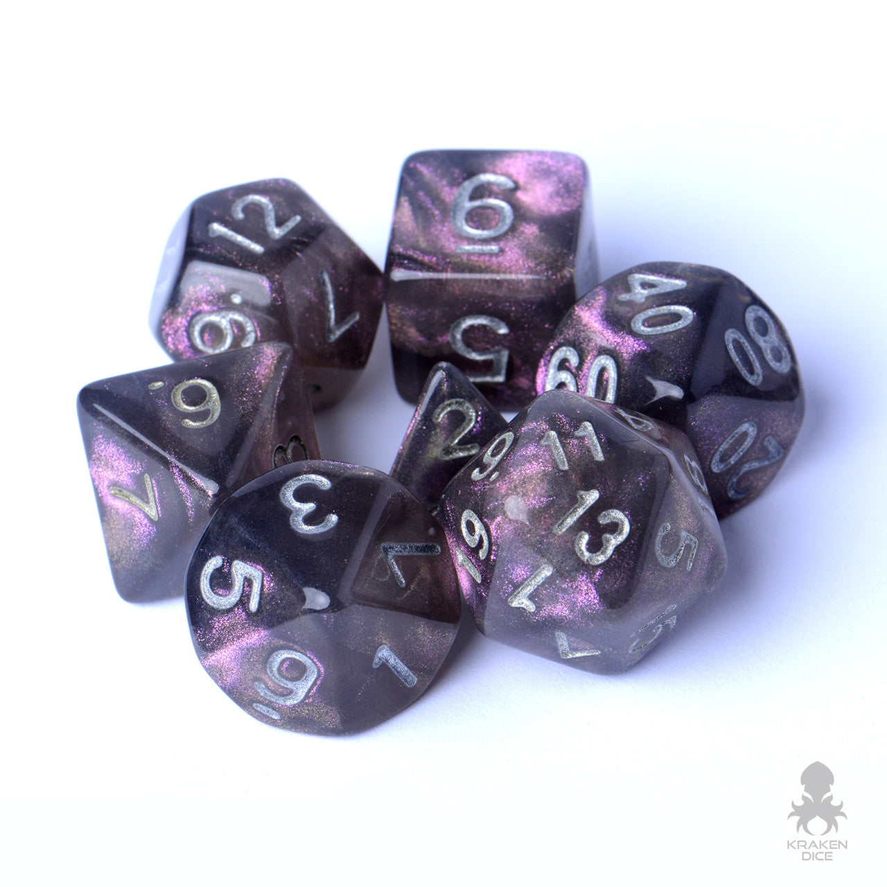 Smokey Pink Boreal 7pc Polyhedral Dice Set