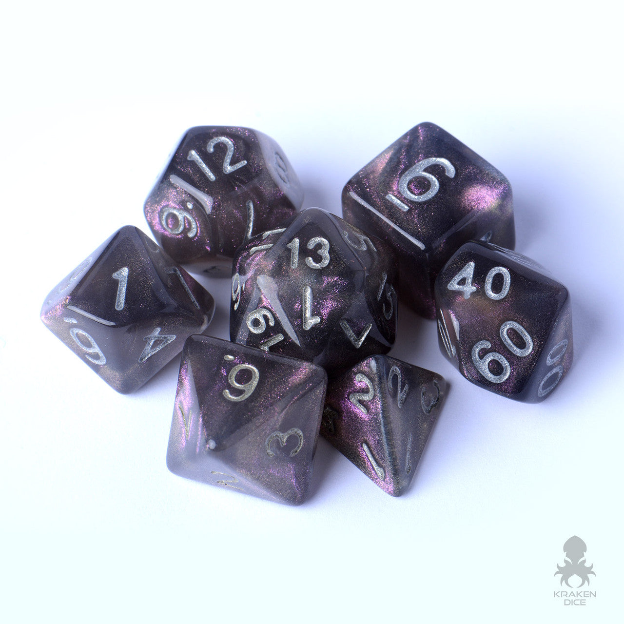 Smokey Pink Boreal 7pc Polyhedral Dice Set