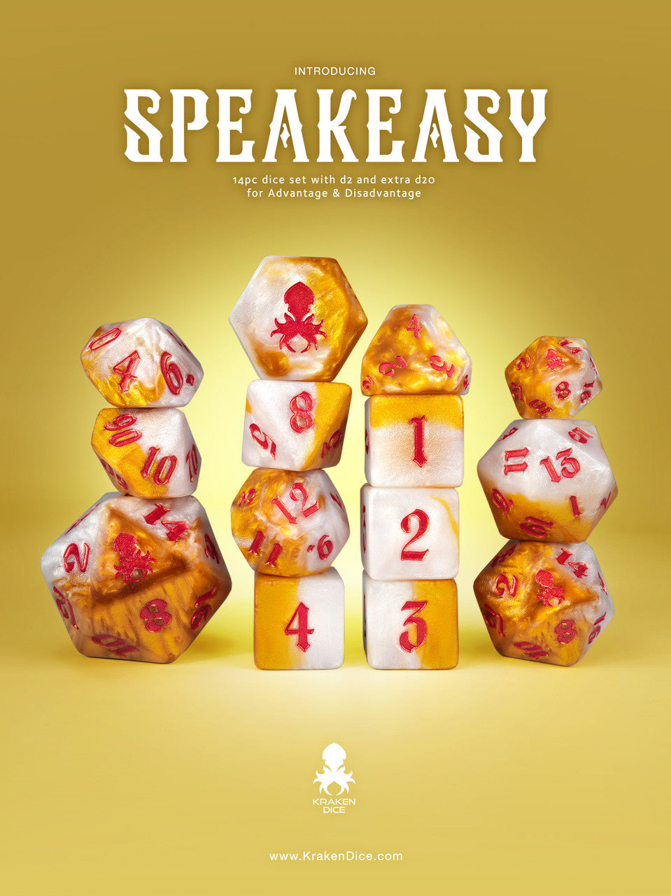 Speakeasy 14pc Dice Set inked in Reddish Copper