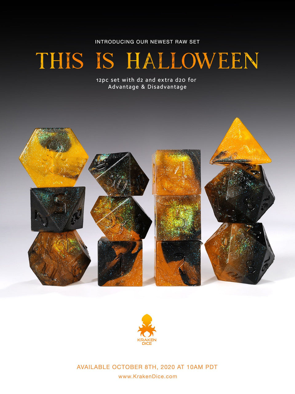 This is Halloween RAW 12pc RPG Dice Set