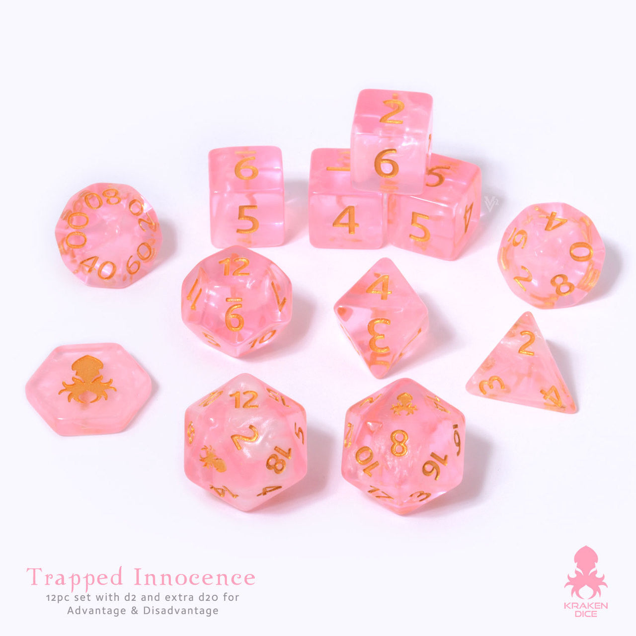 Trapped Innocence 14pc DnD Dice Set With Kraken Logo